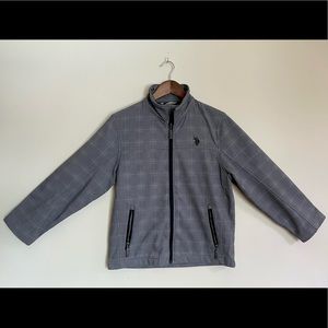 US Polo Association Grey Plaid Full Zip Jacket - Boys Large (14-16)